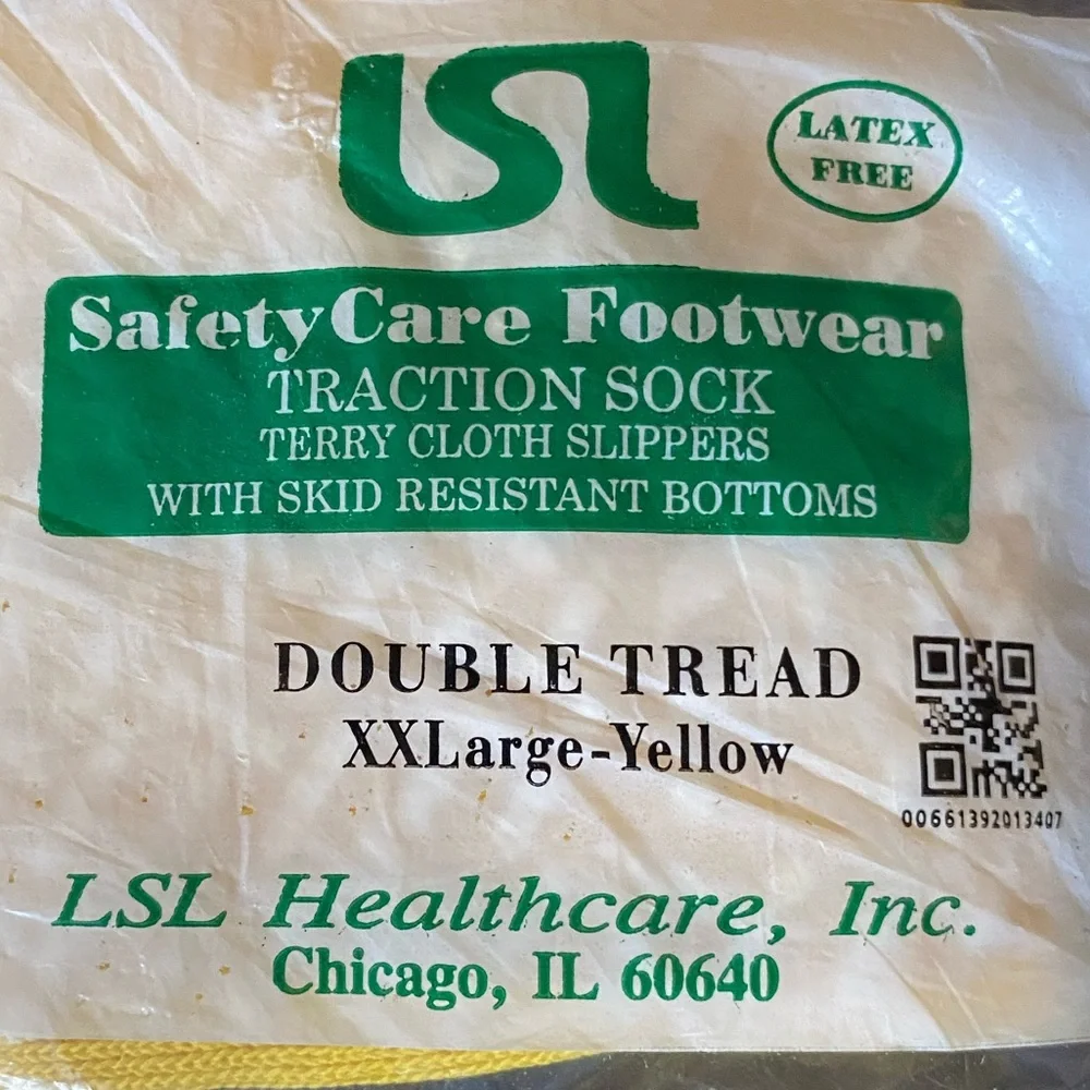 LSL One Pair New Yellow Traction Socks in Package Unisex Will Fit Most Feet xxl